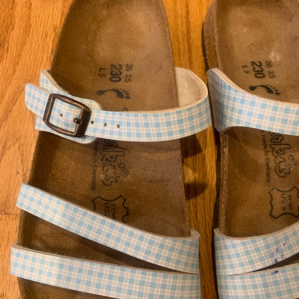 Birkenstock 35 36 Birkis blue Gingham sandal - Picture 3 of 11